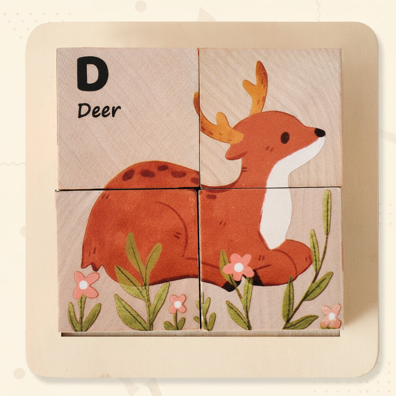 Innovative & Educational – 6-in-1 Montessori Animal Wooden Puzzle