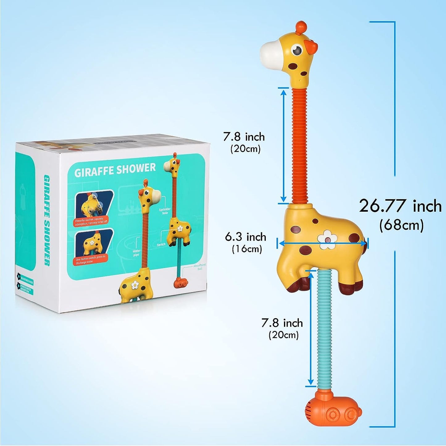 Giraffe splashing happily - Giraffe bath toys for baths