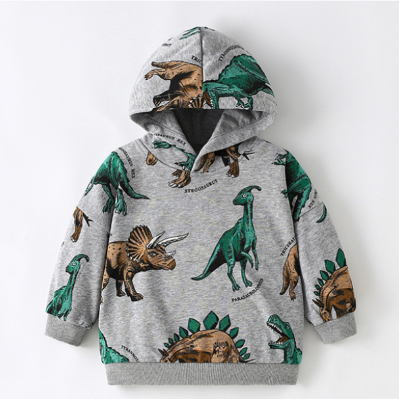 Warm & Breathable – Hoodie with Triceratops Print