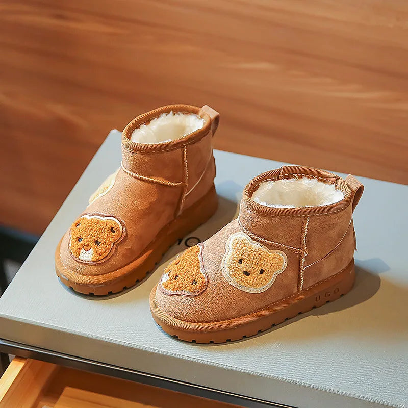 Suede Brown Ankle Boot with Bears