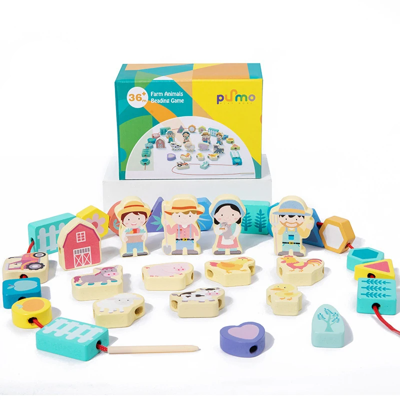 Stacking & threading game - stringing beads