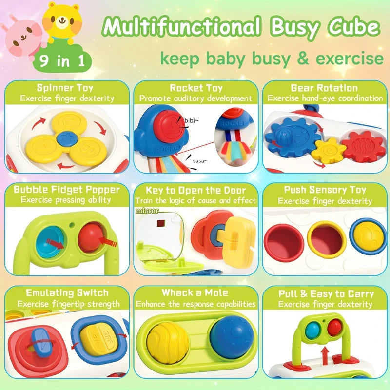 Clever & Playful – Montessori Fidget Cube 10-in-1