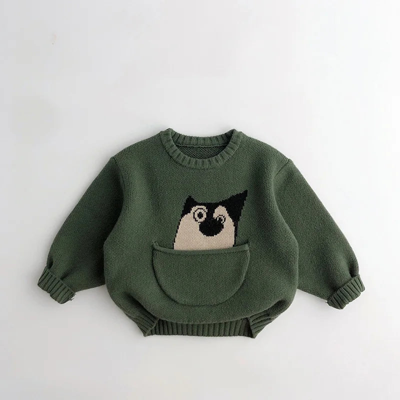 Cute Print with Pouch - Animal Sweater