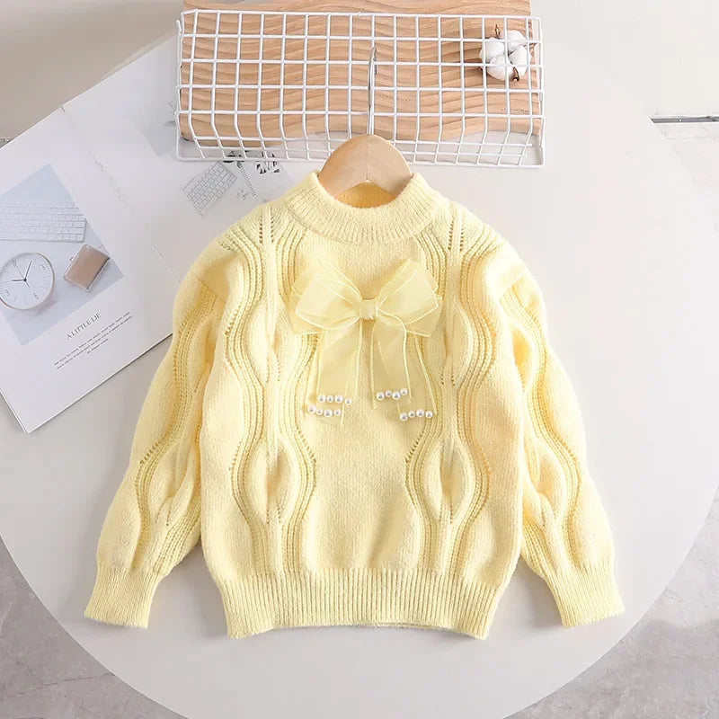 Warm & Stylish - Girls sweater with bow