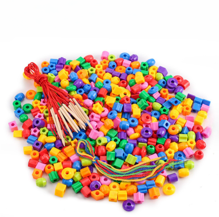 Playful Stringing - Rainbow beads with lace
