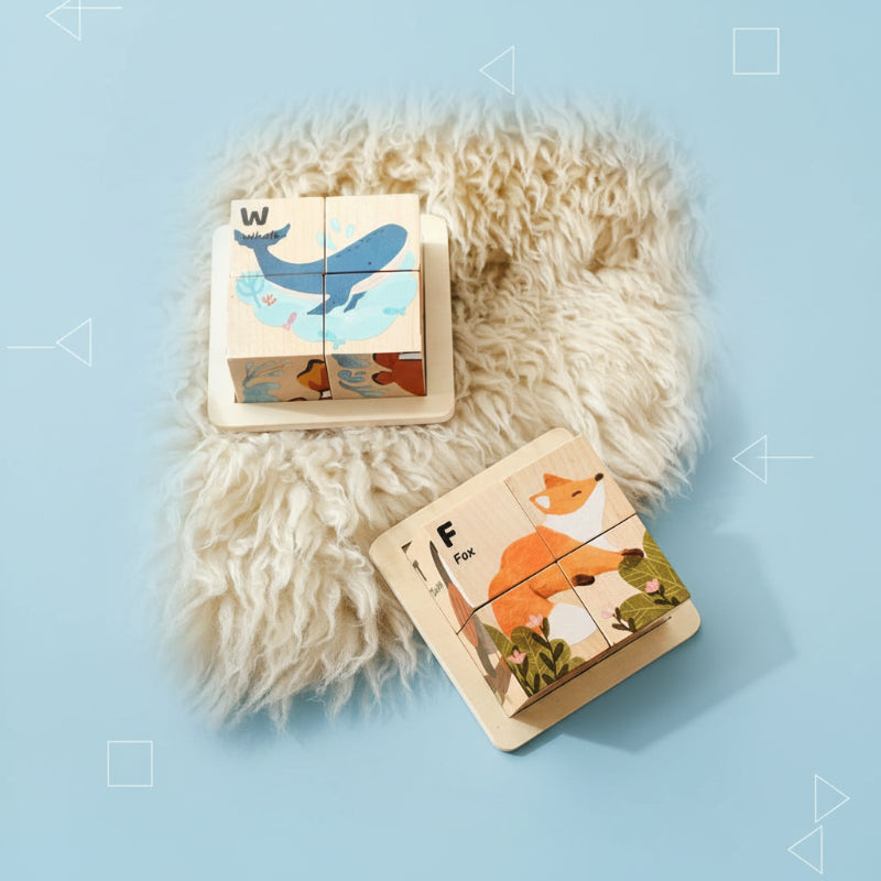 Innovative & Educational – 6-in-1 Montessori Animal Wooden Puzzle