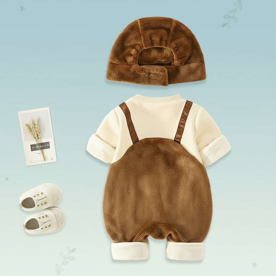 Cozy & Protective – Plush Romper & Hat