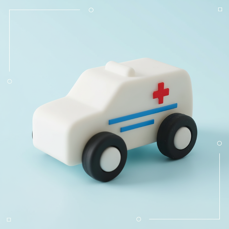 Safe & Teething-Friendly – Silicone Teething Plaything Vehicle