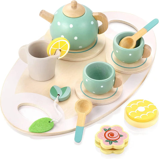 Wood tea set