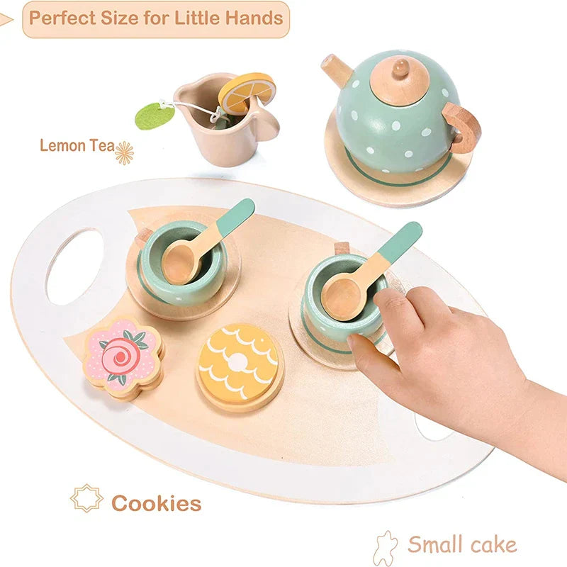 Wood tea set