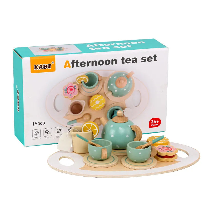 Wood tea set