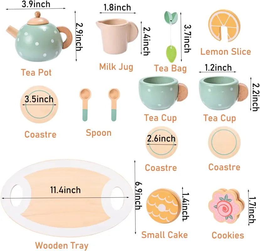 Wood tea set