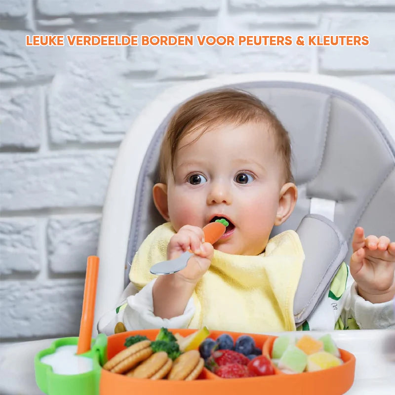 Safe & Non-Slip – Silicone Toddler Plate Kit with Cutlery
