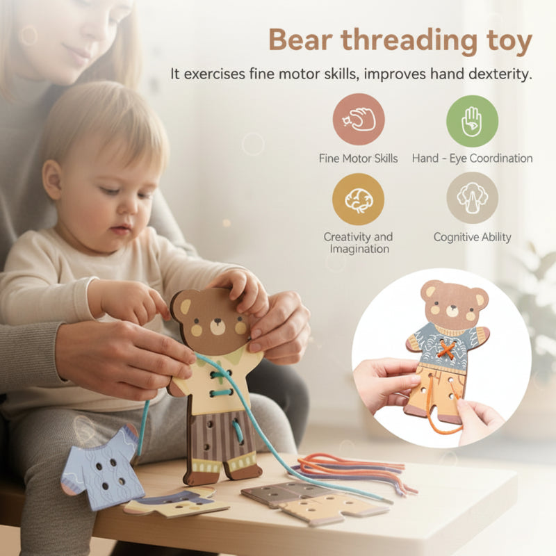 Cute & Educational – Montessori Threading Plaything Bear