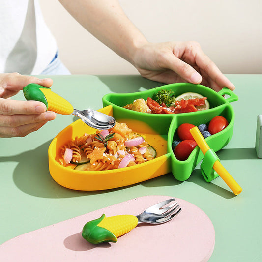 Safe & Non-Slip – Silicone Toddler Plate Kit with Cutlery