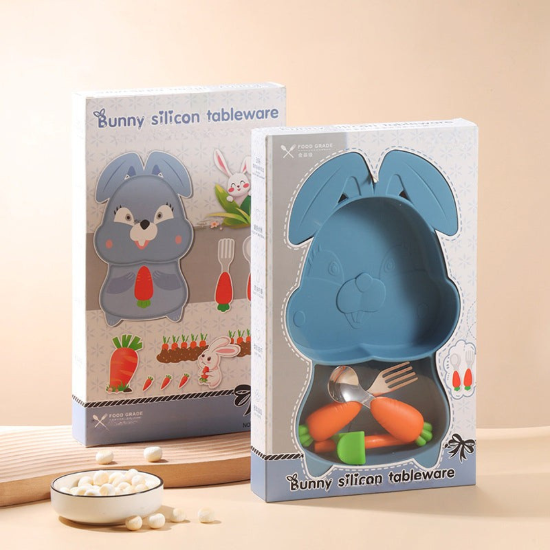 Safe & Non-Slip – Silicone Toddler Plate Kit with Cutlery
