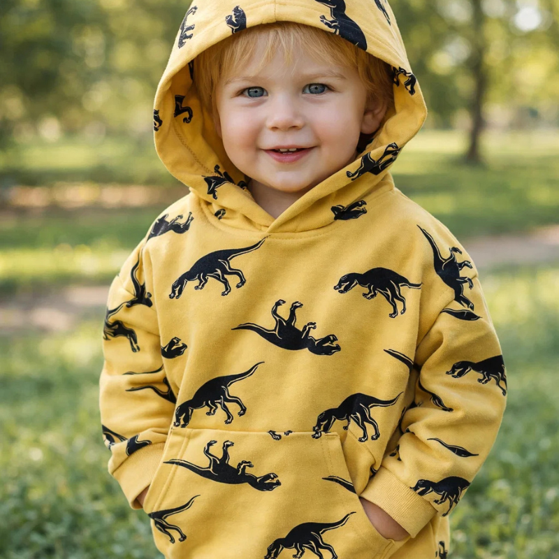 Warm & Breathable – Hoodie with Triceratops Print