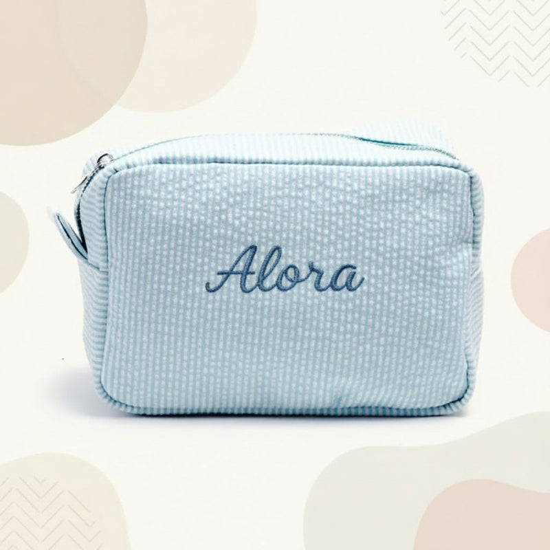 Striped Name Pouch – Custom & Stylish – Makeup Bag