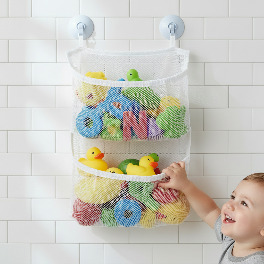 Mold-Free & Spacious – Bath Storage Net for Bath Toys