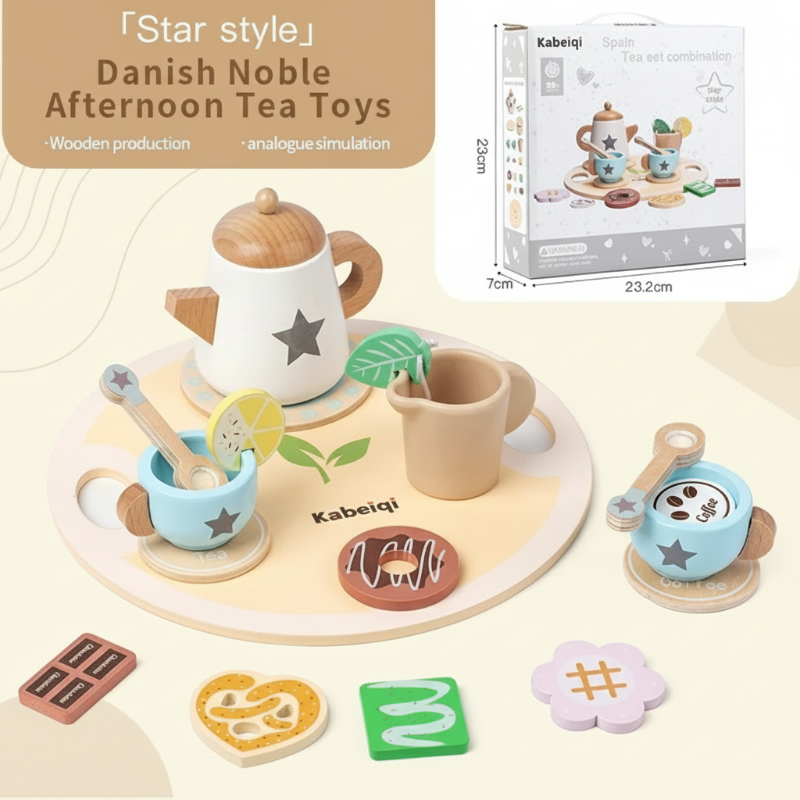 Simple & Charming – Wooden Tea Kit for Children