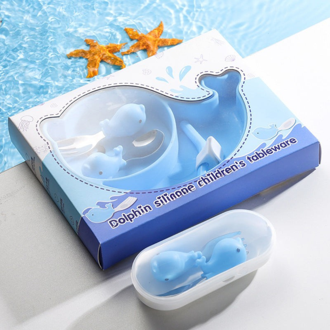 Safe & Non-Slip – Silicone Toddler Plate Kit with Cutlery
