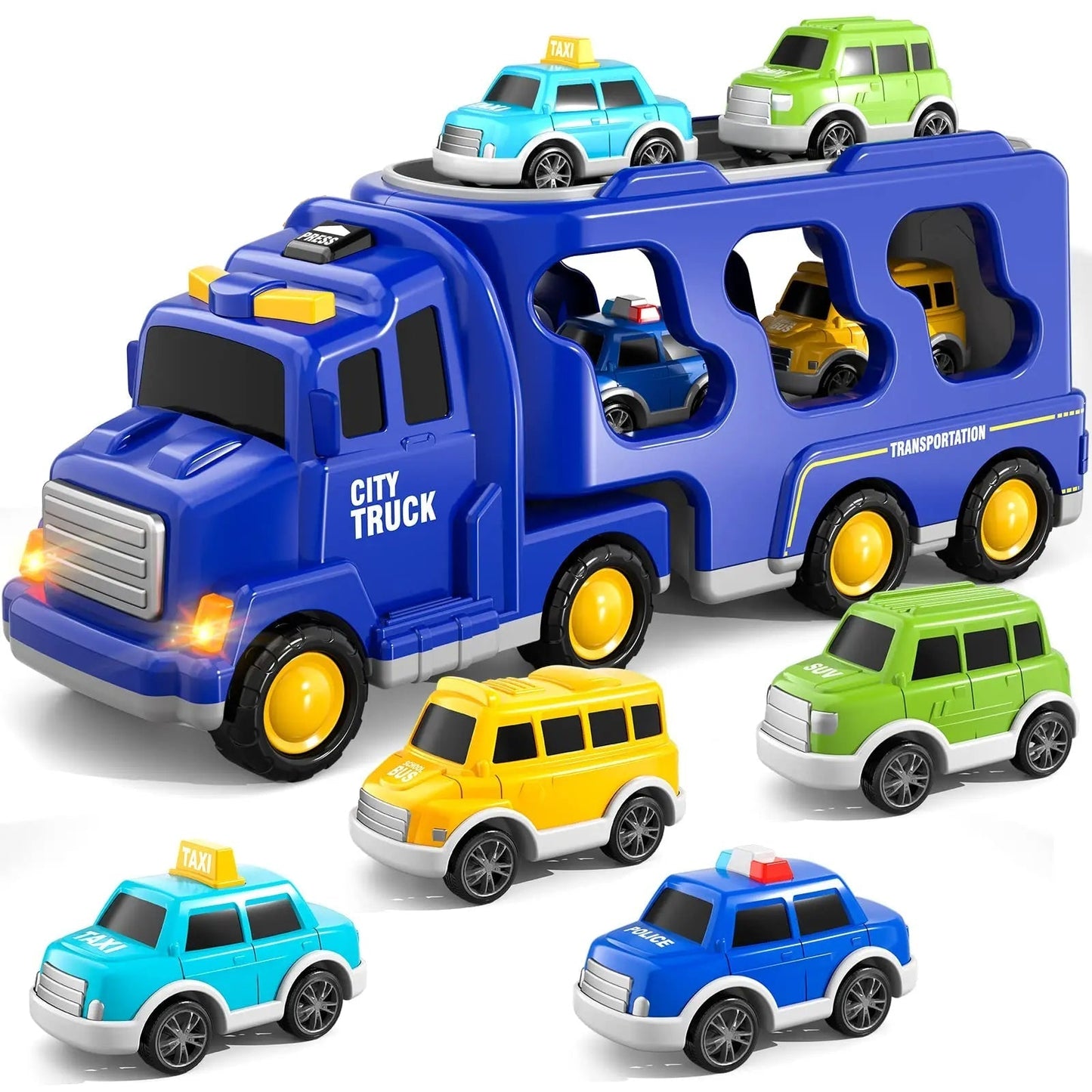 Car with lights and music - Cargo transport toy car