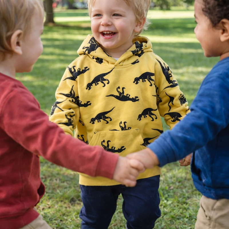 Warm & Breathable – Hoodie with Triceratops Print