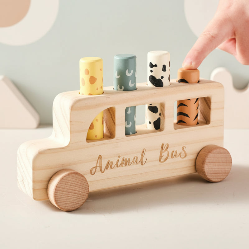 Developmental & Educational – Wooden Press Play Bus