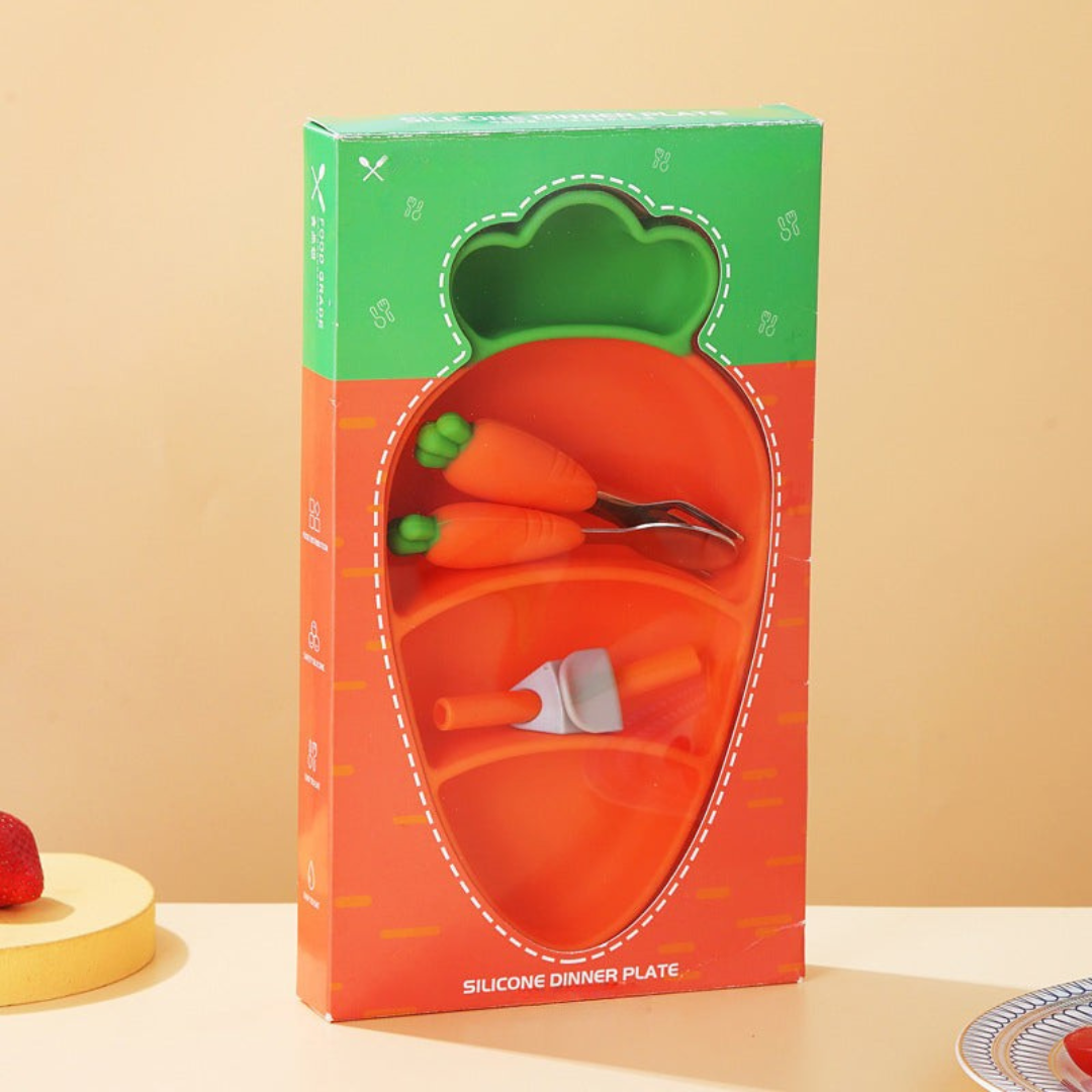 Safe & Non-Slip – Silicone Toddler Plate Kit with Cutlery