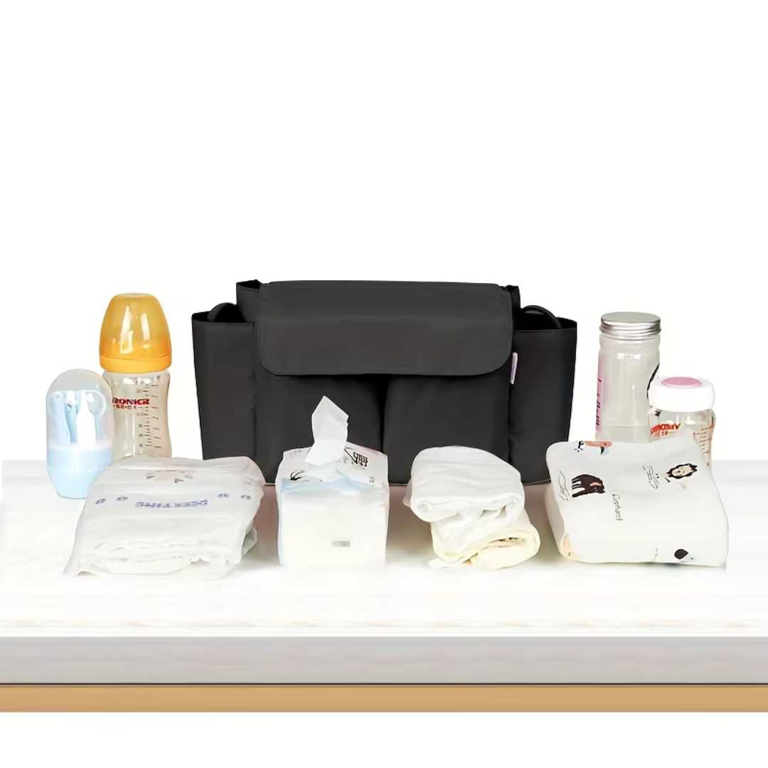 Water-repellent & Spacious – Stroller Organizer with Bottle Holders
