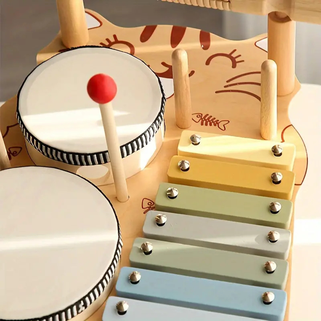 Musical & Educational – Wooden Drum Kit for Toddlers