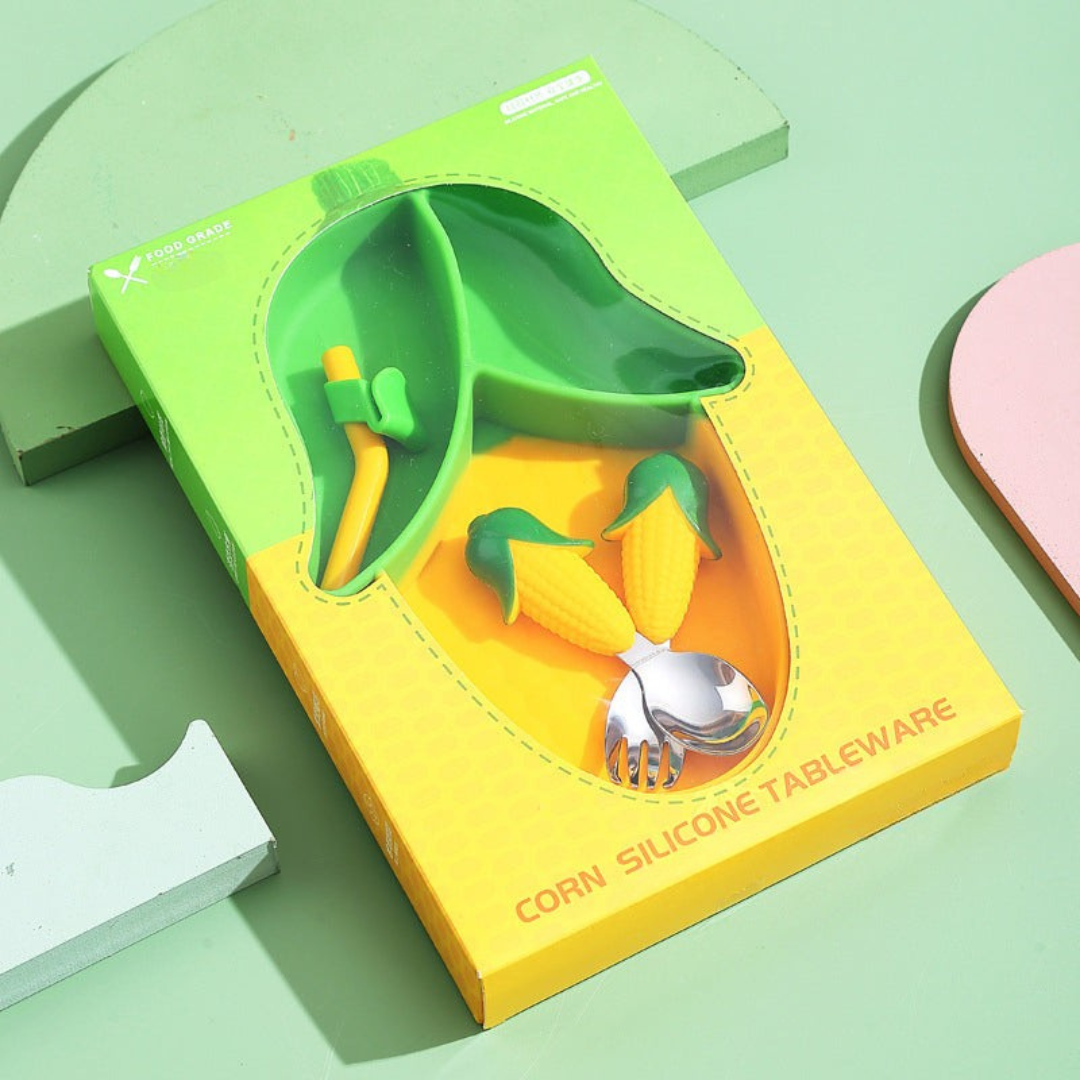 Safe & Non-Slip – Silicone Toddler Plate Kit with Cutlery