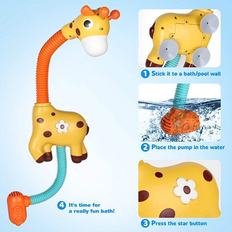 Giraffe splashing happily - Giraffe bath toys for baths