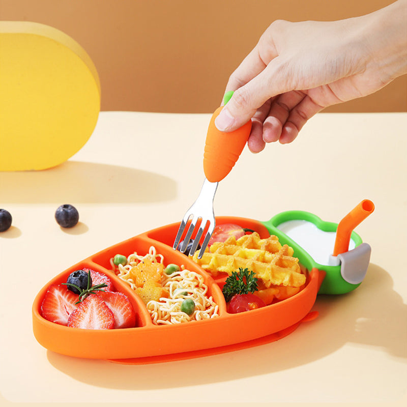 Safe & Non-Slip – Silicone Toddler Plate Kit with Cutlery