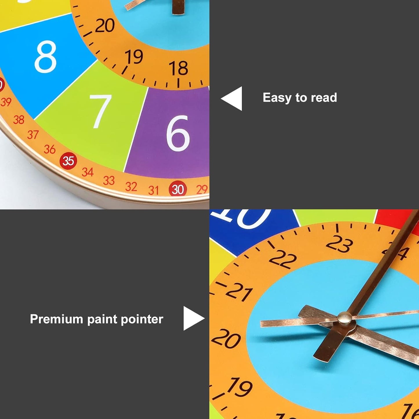 Independent & Quiet - Educational Children's Wall Clock