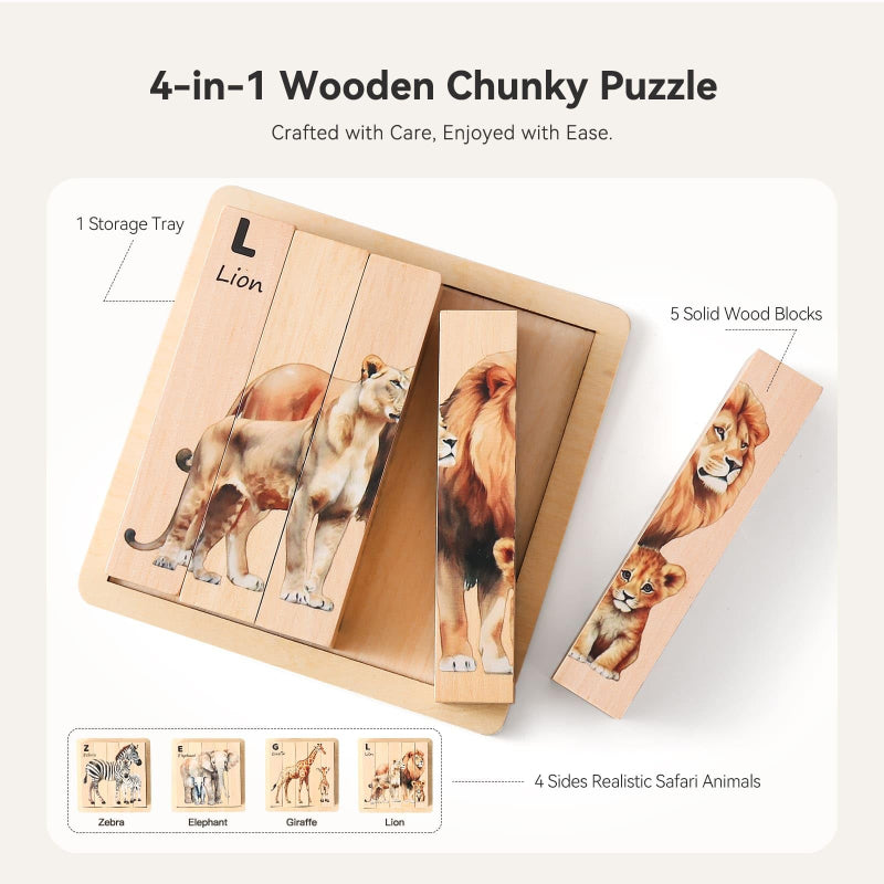 Wood & Engaging – Animal Block Puzzle