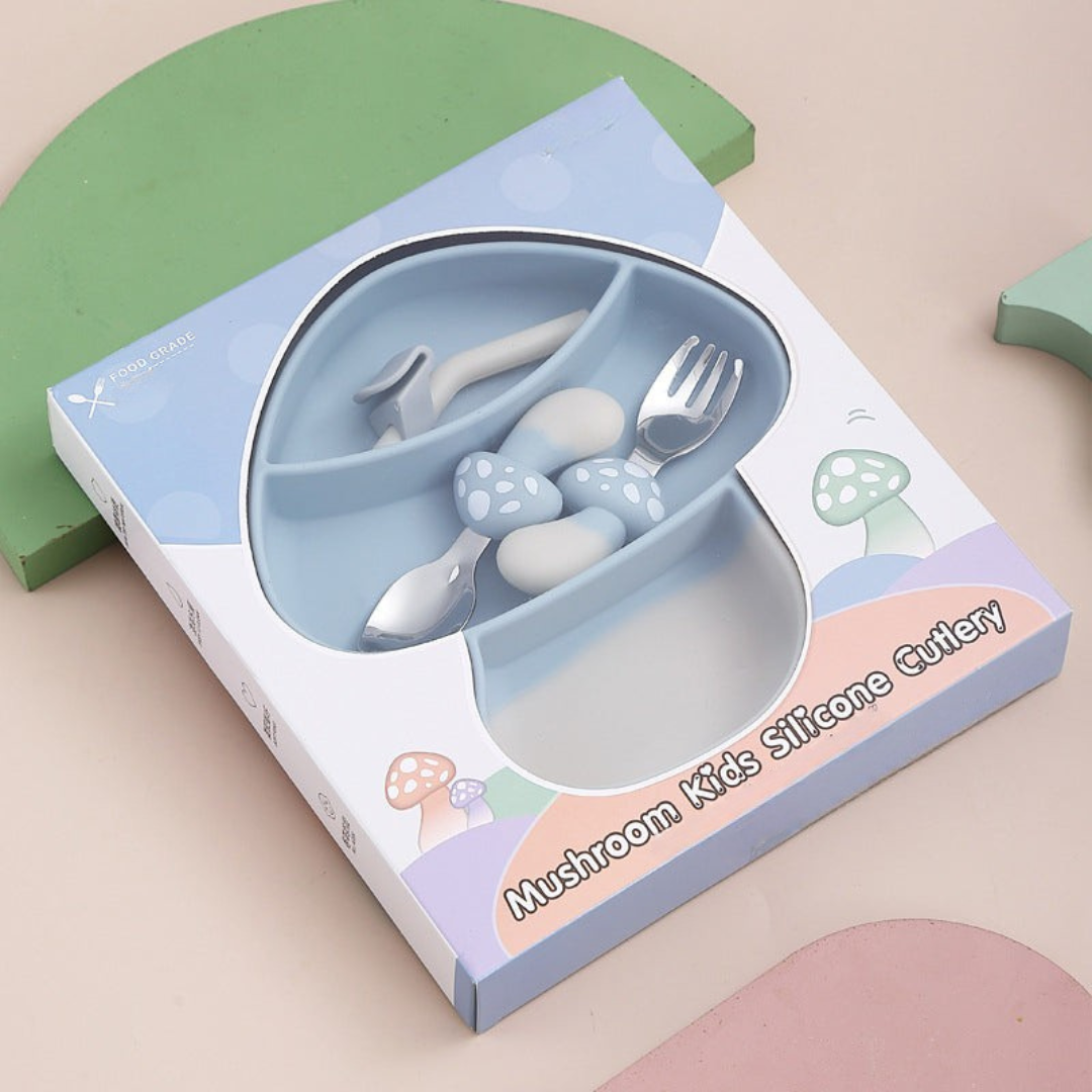 Safe & Non-Slip – Silicone Toddler Plate Kit with Cutlery