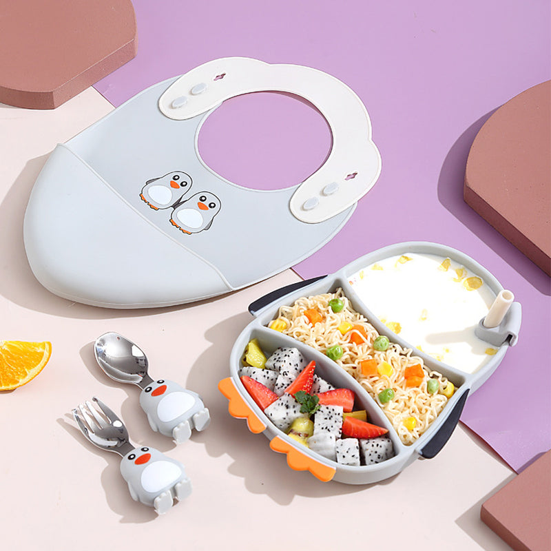 Safe & Non-Slip – Silicone Toddler Plate Kit with Cutlery