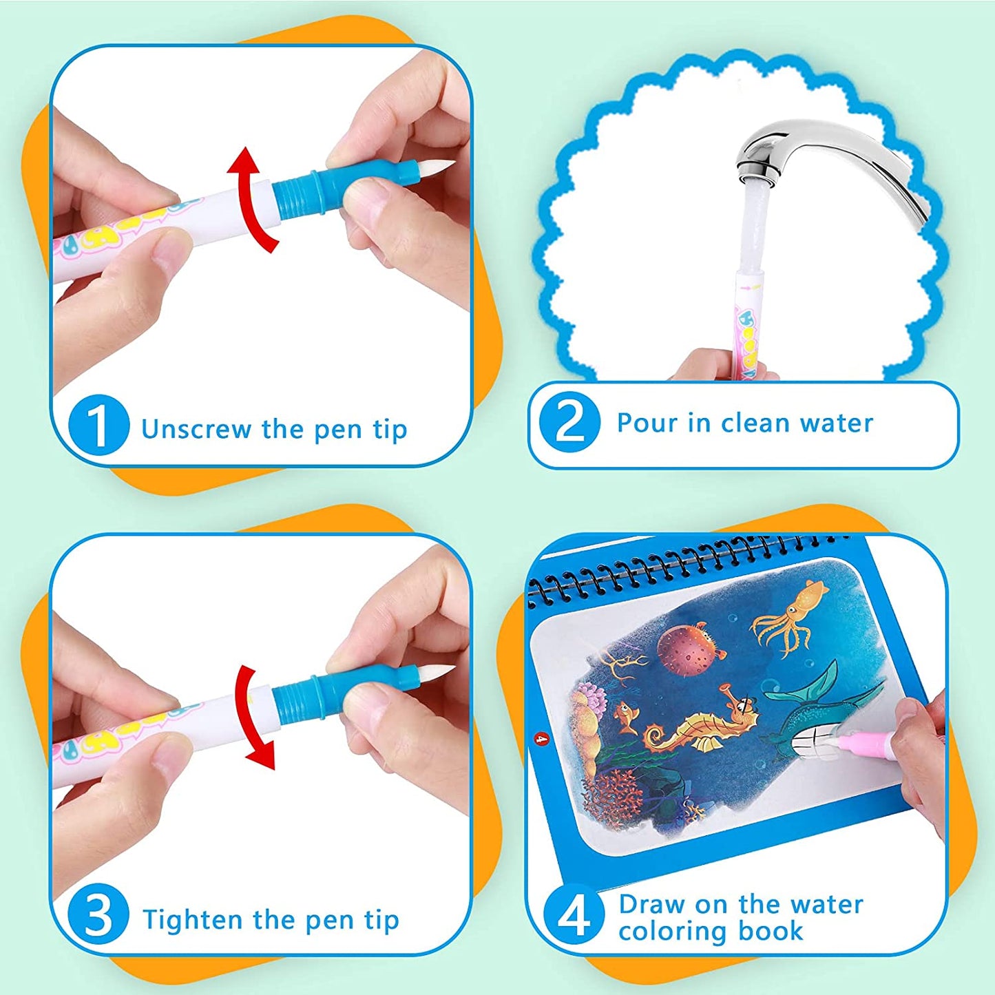 Colour with water - Colouring book