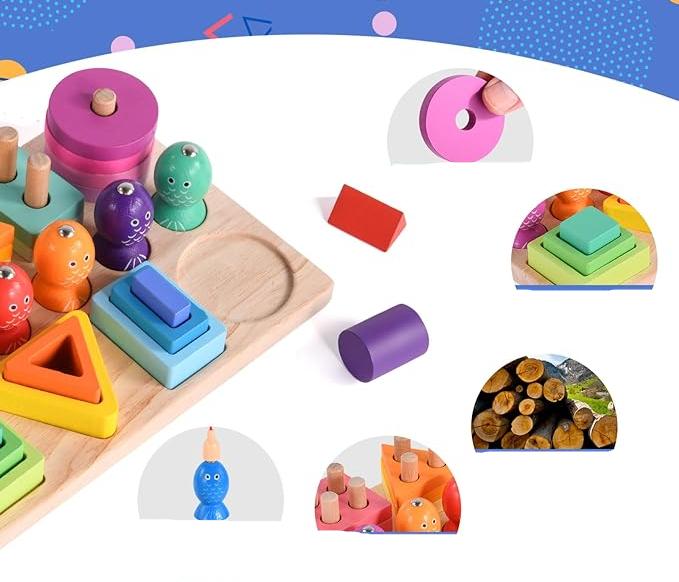 Colorful Fishing - Innovative & Educational - Wooden Fishing Game