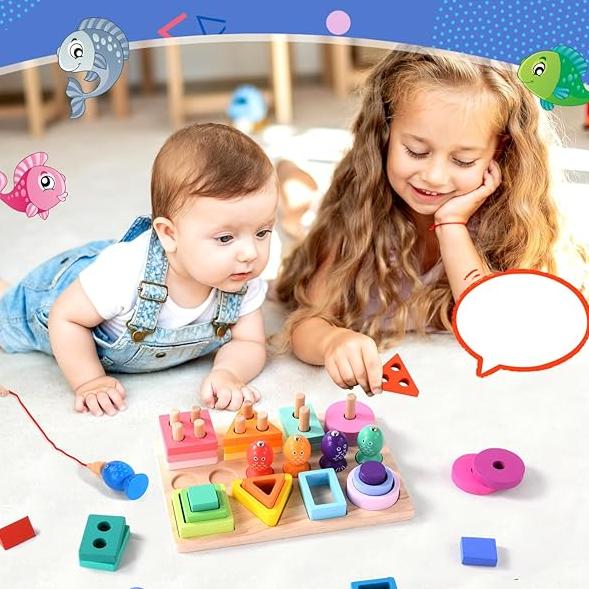 Colorful Fishing - Innovative & Educational - Wooden Fishing Game