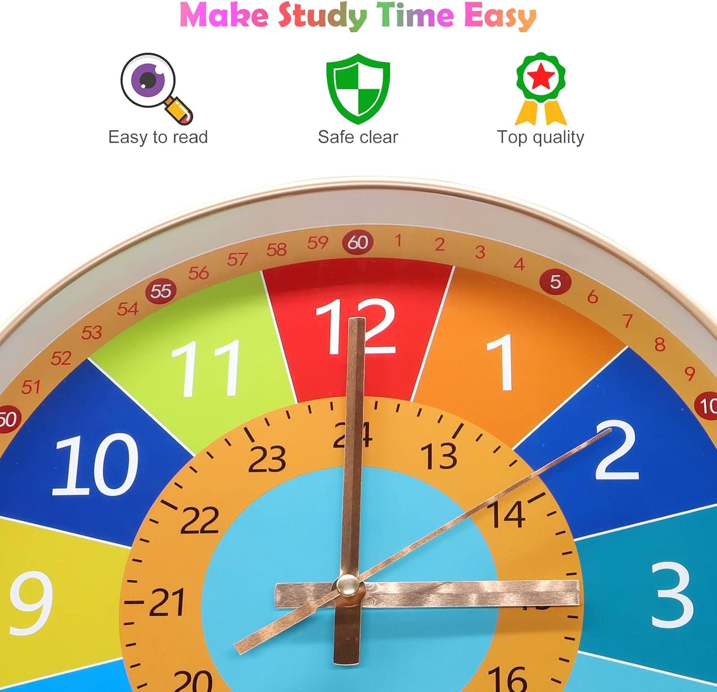 Independent & Quiet - Educational Children's Wall Clock