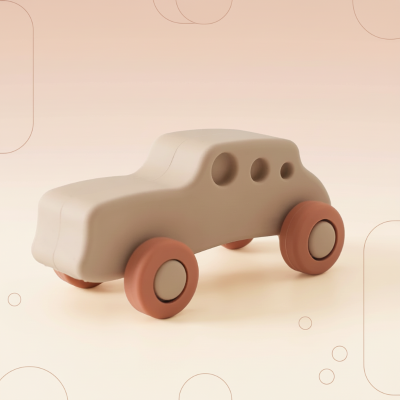 Safe & Teething-Friendly – Silicone Teething Plaything Vehicle