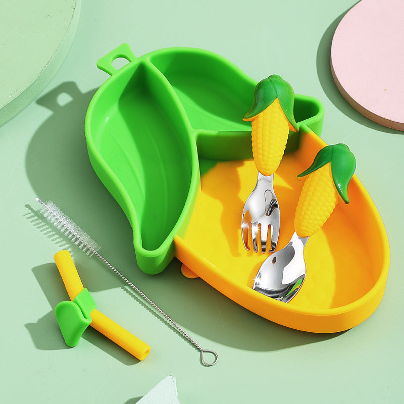 Safe & Non-Slip – Silicone Toddler Plate Kit with Cutlery