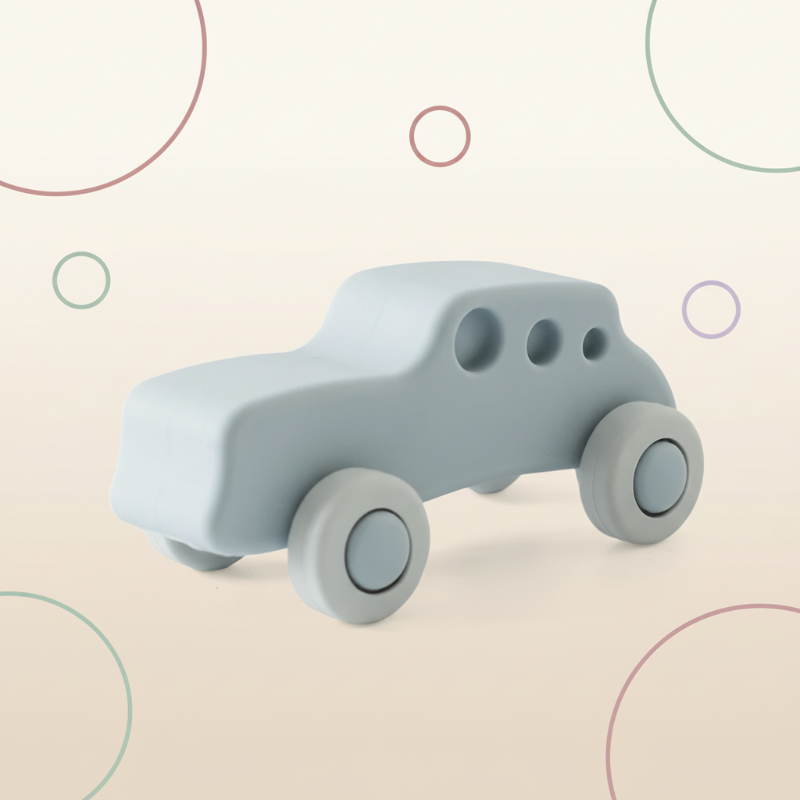 Safe & Teething-Friendly – Silicone Teething Plaything Vehicle
