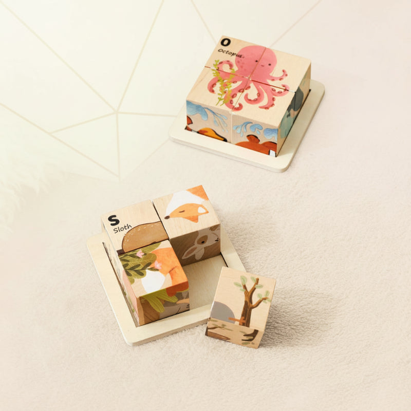 Innovative & Educational – 6-in-1 Montessori Animal Wooden Puzzle