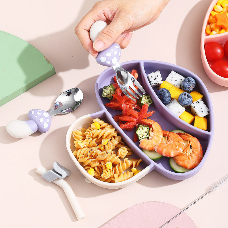 Safe & Non-Slip – Silicone Toddler Plate Kit with Cutlery