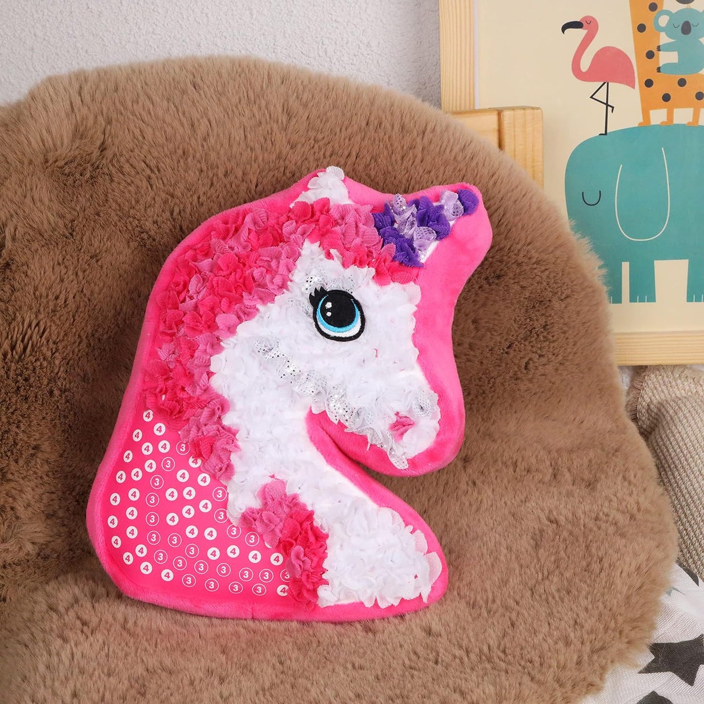 Fluffy fun- Plush unicorn pillow