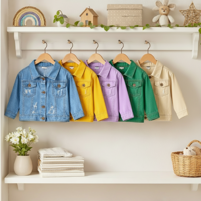 Candy Color Denim Jacket – Lightweight Denim Jacket for Children