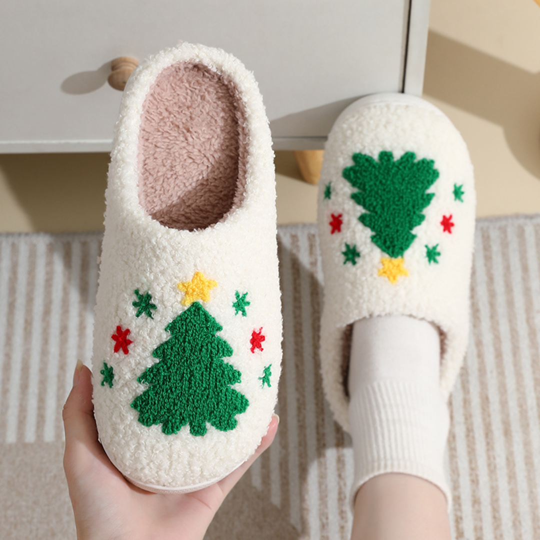 Northern Lights Children - Warm & Festive - Plush patterned Christmas slippers